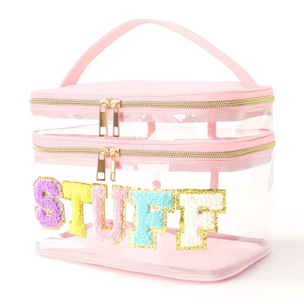 Large Capacity Double-Tier Transparent Makeup Bag - image 1